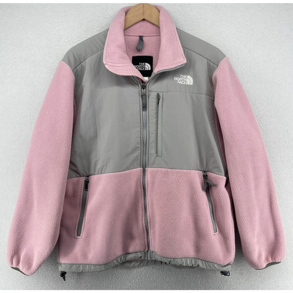 THE NORTH FACE Jacket Womens L Denali Polartec Fleece Full Zip Gray Pink - Picture 1 of 15